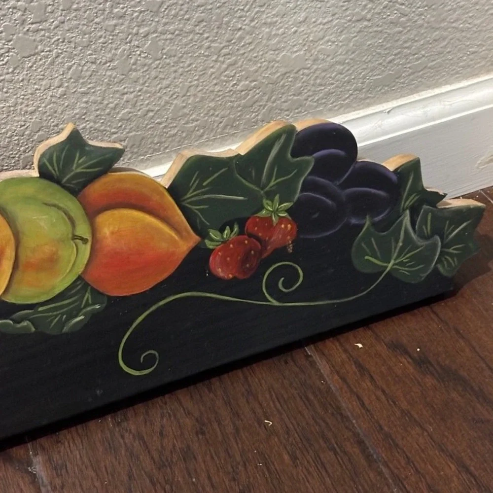 Vtg Hand Painted Fruit Wall Plaque 33.5
